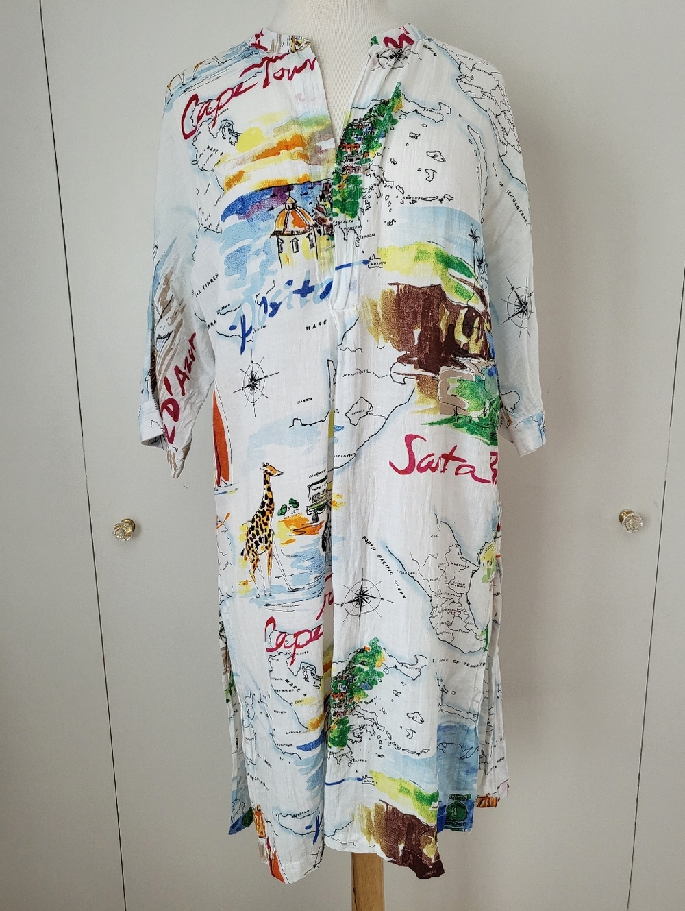 Gap Love Dreamwell Print Crinkle Popover Shirtdress Coverup Resortwear Size S
